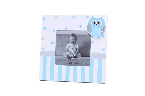 PORTAFOTOS CUADRADO CON MOTIVO BUHOS AZUL