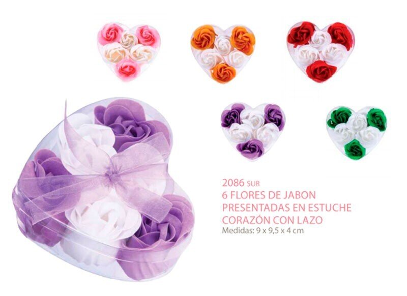 6 FLORES DE JABON PRESENTADAS EN ESTUCHE CORAZON 6 FLORES DE JABON PRESENTADAS EN ESTUCHE CORAZON