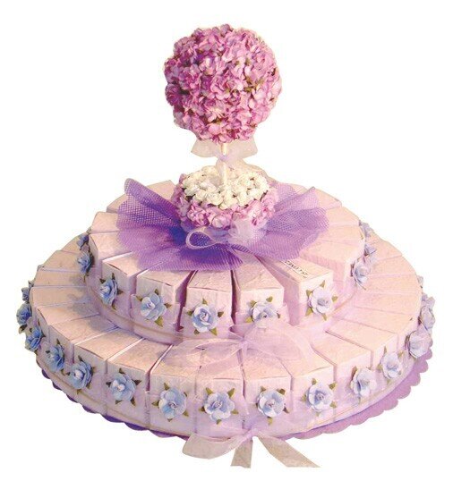 2X1 EXPOSITOR DECORADO PURPURA + 45 CAJITAS CONO