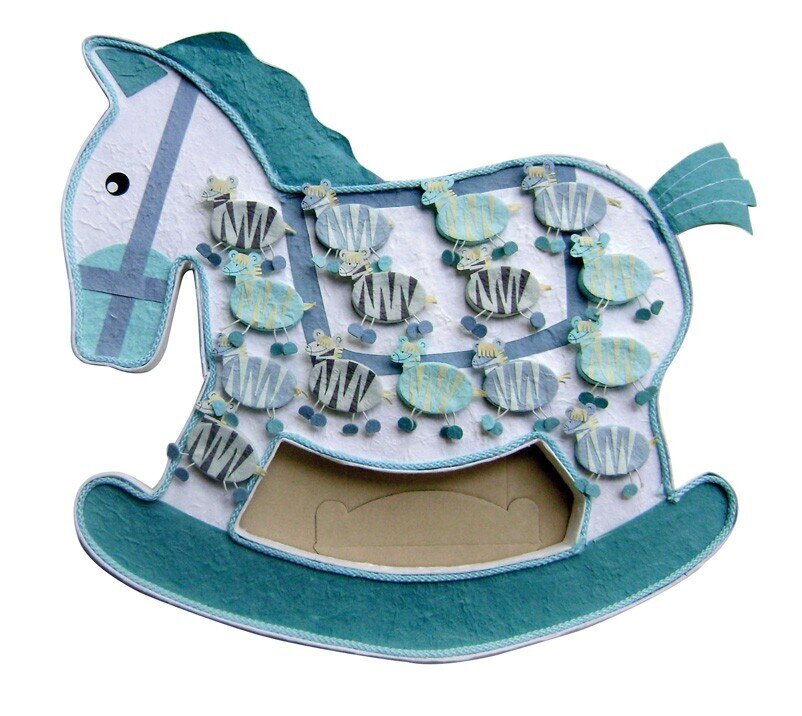 2X1 EXPOSITOR CABALLO AZUL + 15 CAJITAS CEBRAS