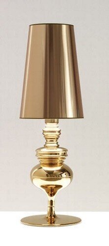 L�mpara LOUVRE, sobremesa, dorada, pantalla dorada