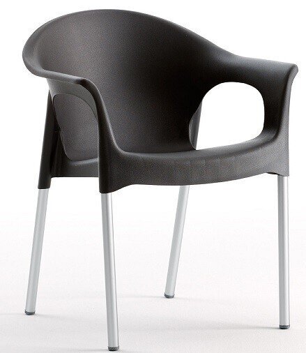 Sill�n NILO, aluminio, apilable, polipropileno negro*