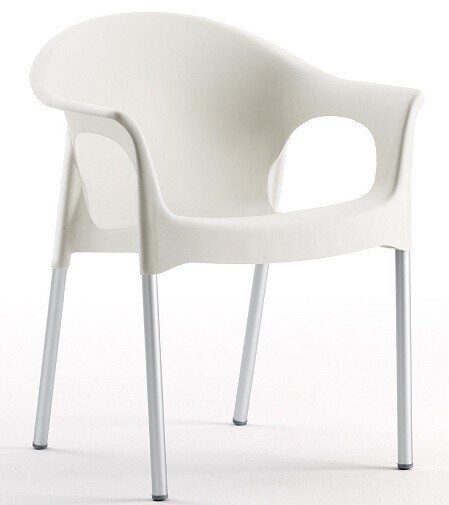 Sill�n NILO, aluminio, apilable, polipropileno blanco