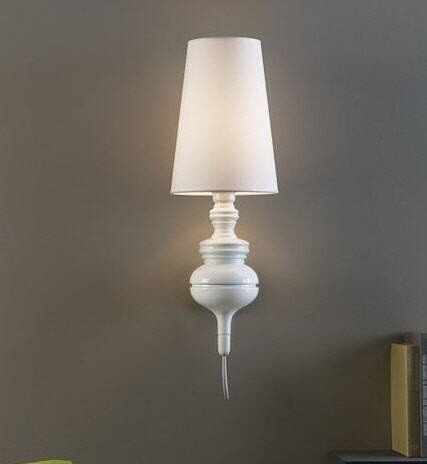 L�mpara LOUVRE, aplique de pared, blanca, pantalla blanca