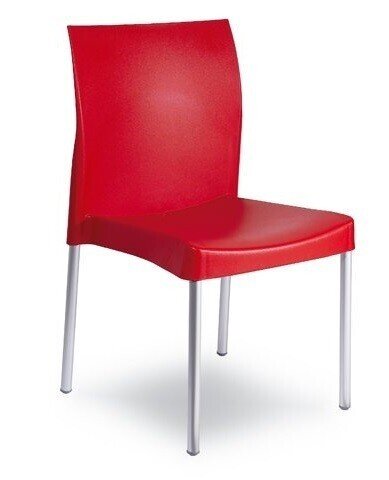 Silla SANDRA, aluminio, polipropileno rojo*