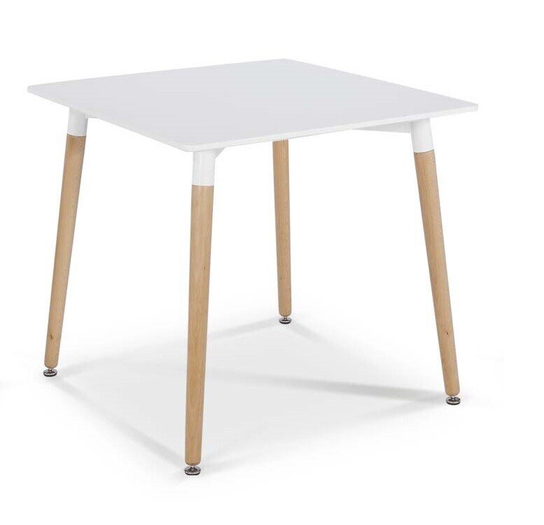 Mesa NURY, madera, tapa lacada blanca, 80 x 80 cms