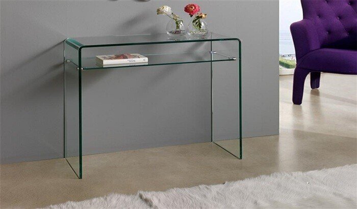 Consola CANADA, cristal curvado, 100x33 cms