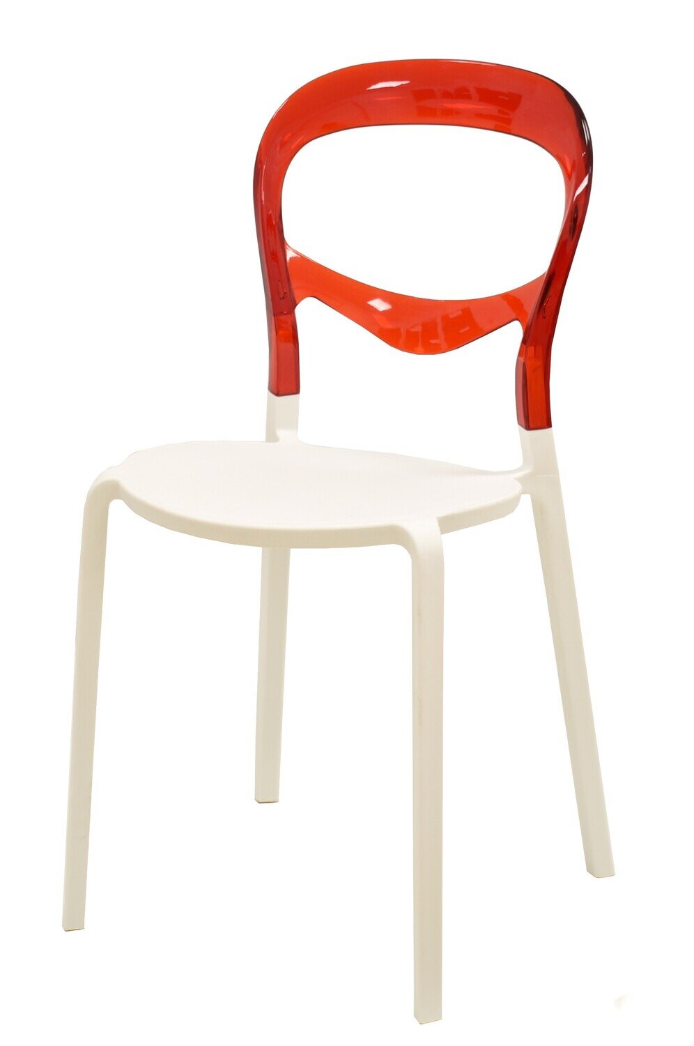 Silla FESTIVAL, polipropileno blanco, respaldo policarbonato rojo
