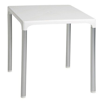 Mesa DOROTEA, aluminio, polipropileno blanco 70x70 cms
