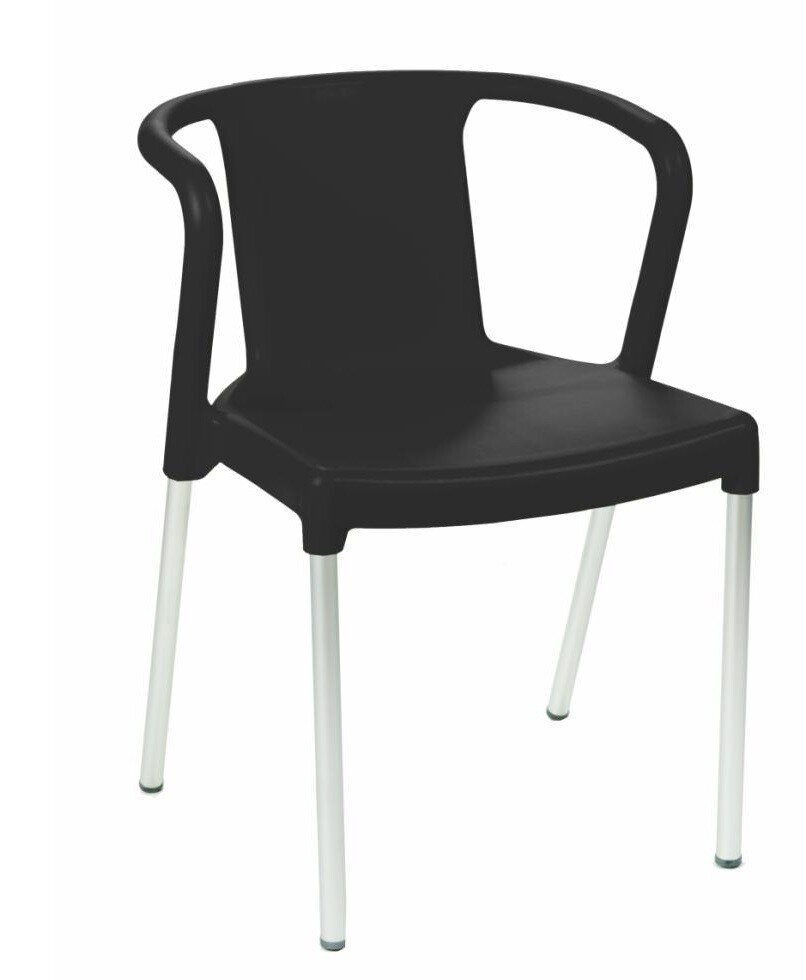 Sill�n LIS, apilable, aluminio, polipropileno negro*