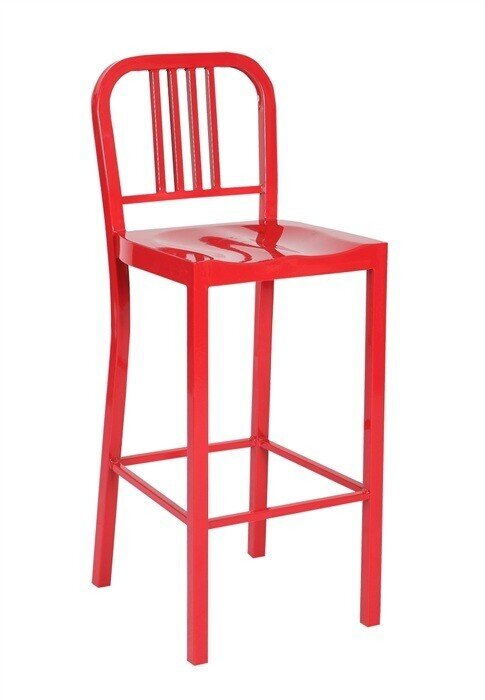 Taburete NAO, acero, rojo