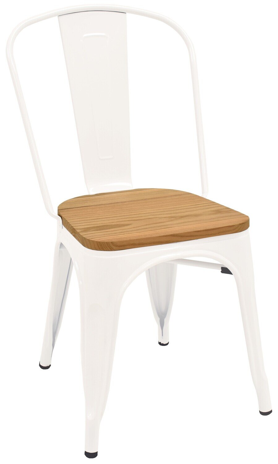 Silla TOL, acero, madera, blanca