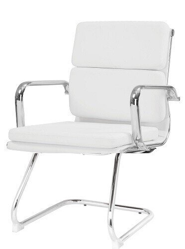 Sill�n de oficina COPENHAGUE, fijo, cromado, similpiel blanca