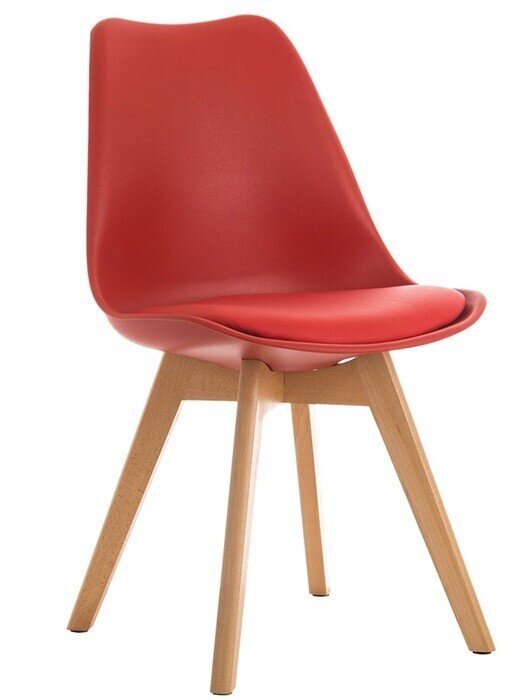 Silla TORRE 4P (HT), madera, polipropileno y coj�n rojo