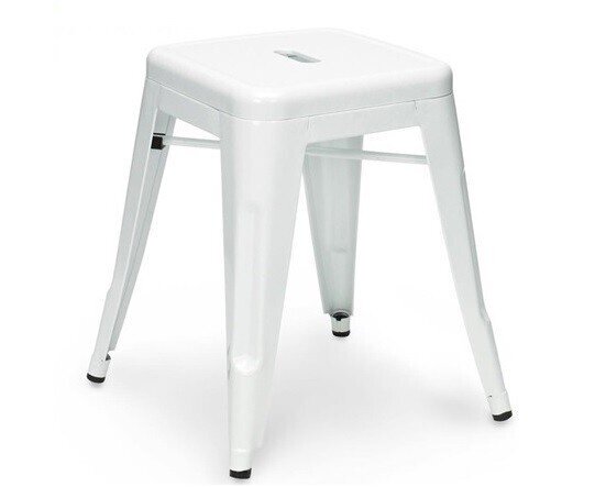 Taburete TOL 45, bajo, acero, blanco