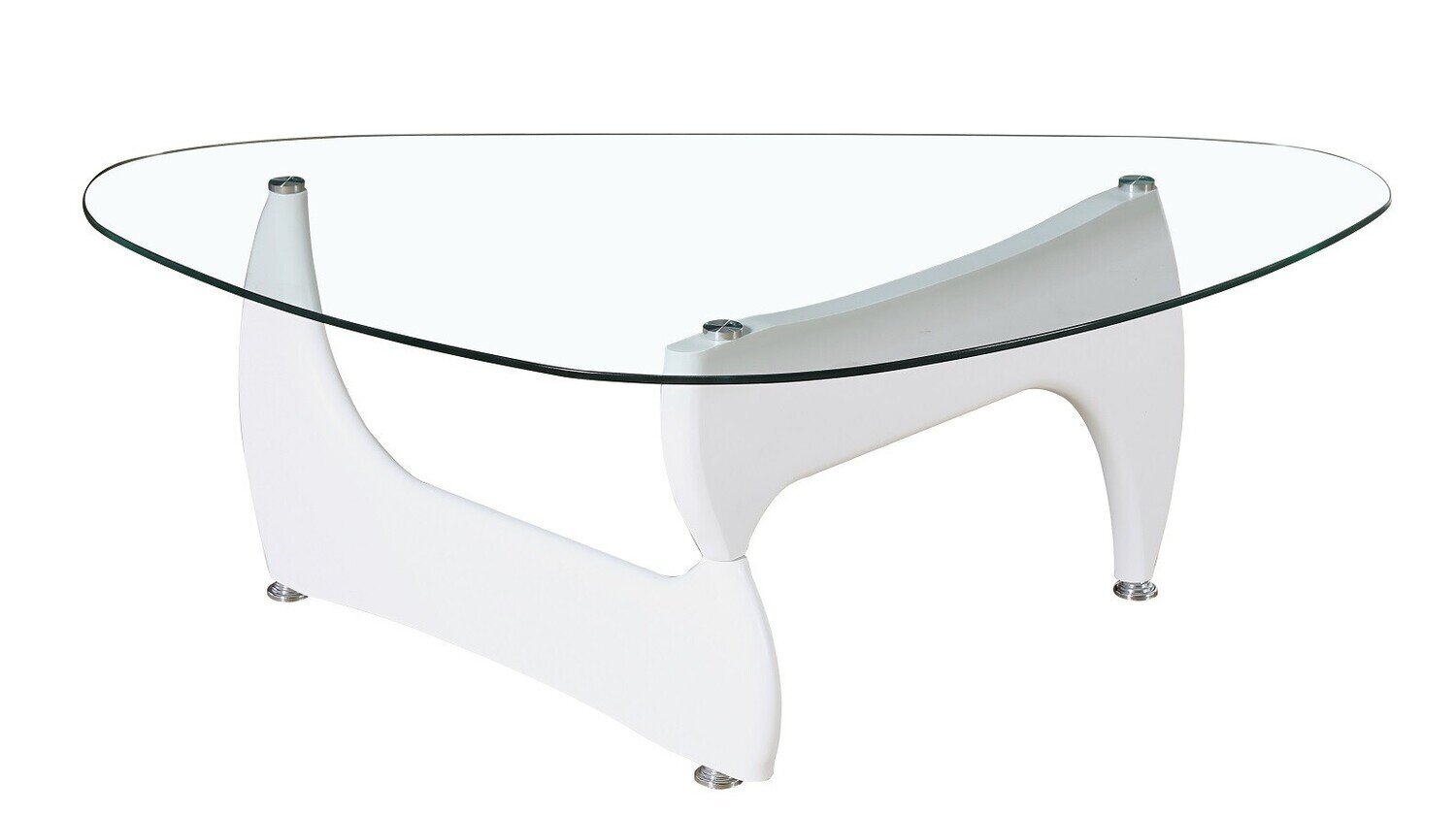 Mesa NOGU, baja, lacada blanca, cristal, 120x70 cms