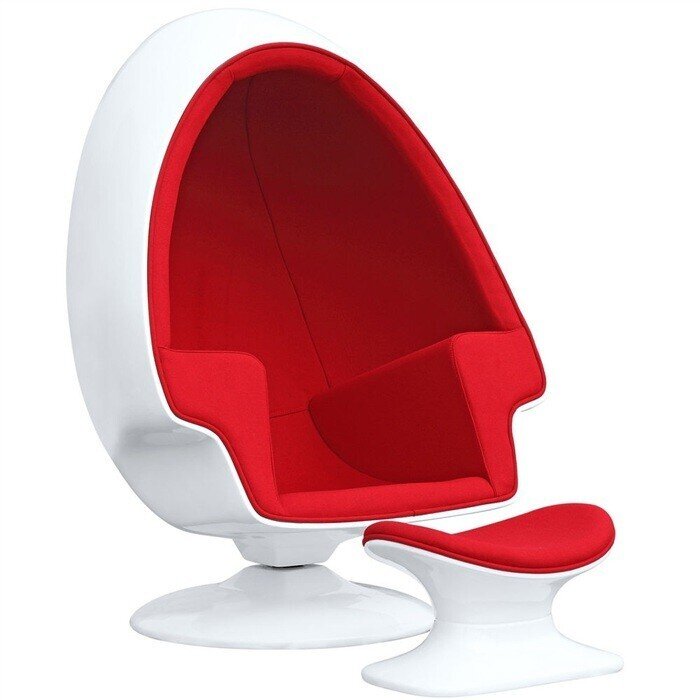 Sill�n ALP, con ottoman, blanco, tejido rojo