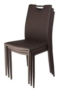 Silla EDITH, apilable, similpiel chocolate