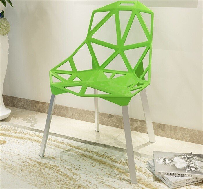 Silla CAMY, aluminio, polipropileno verde