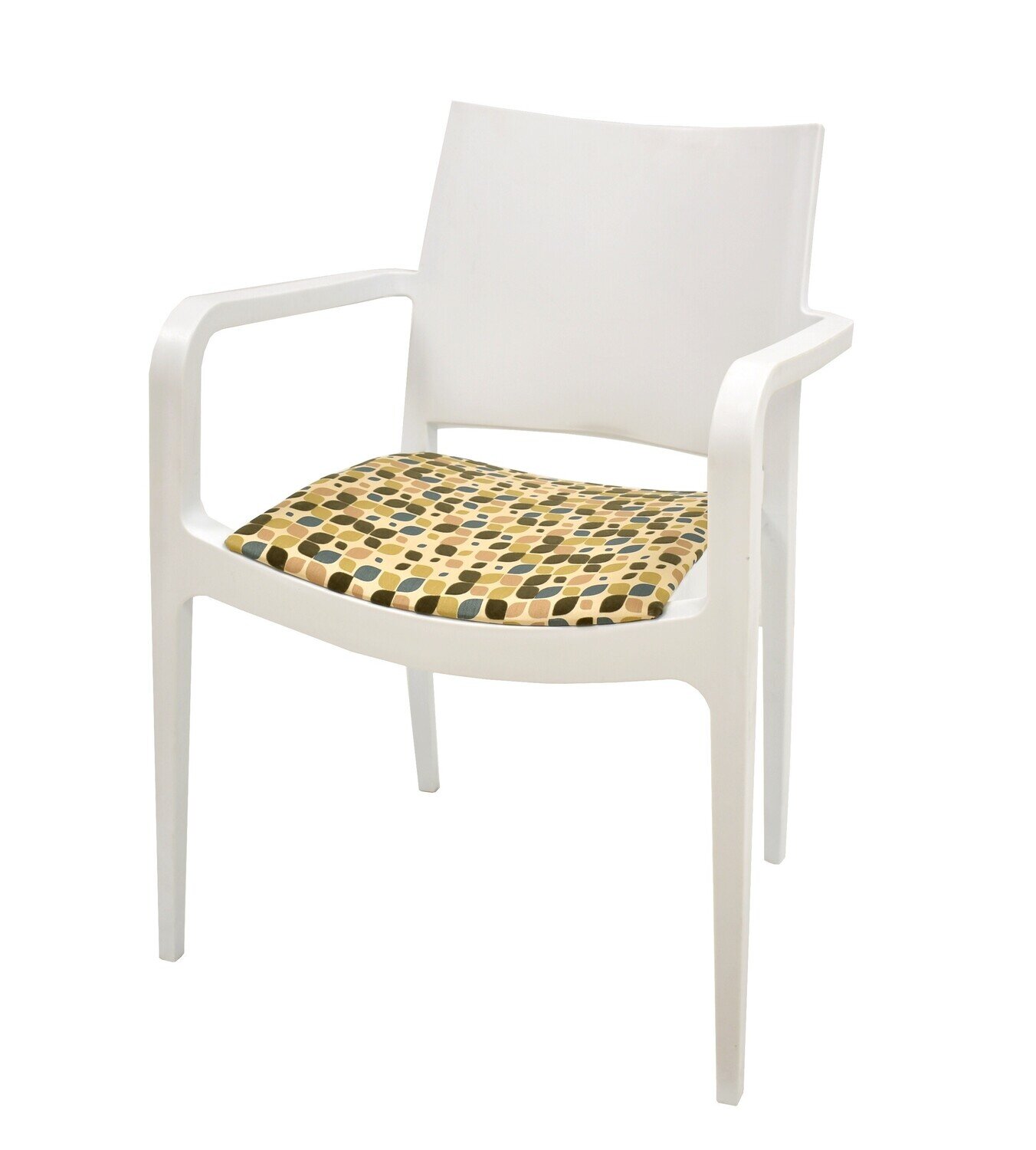 Sill�n EMIR, polipropileno blanco, cojin estampado