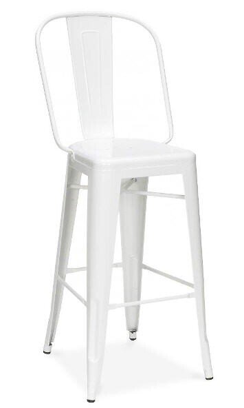 Taburete TOL HI, acero, blanco