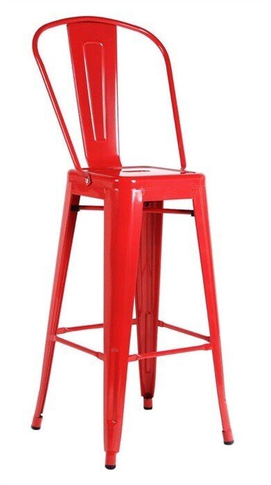 Taburete TOL HI, acero, rojo