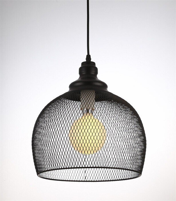 L�mpara GRETA, colgante, metal, pantalla negra