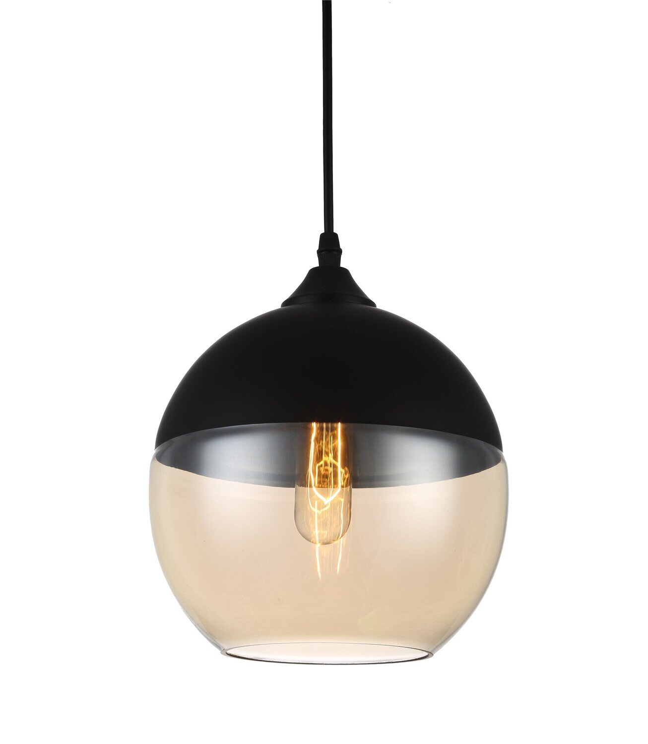 L�mpara LEIRE 2, colgante, cristal negro -cognac