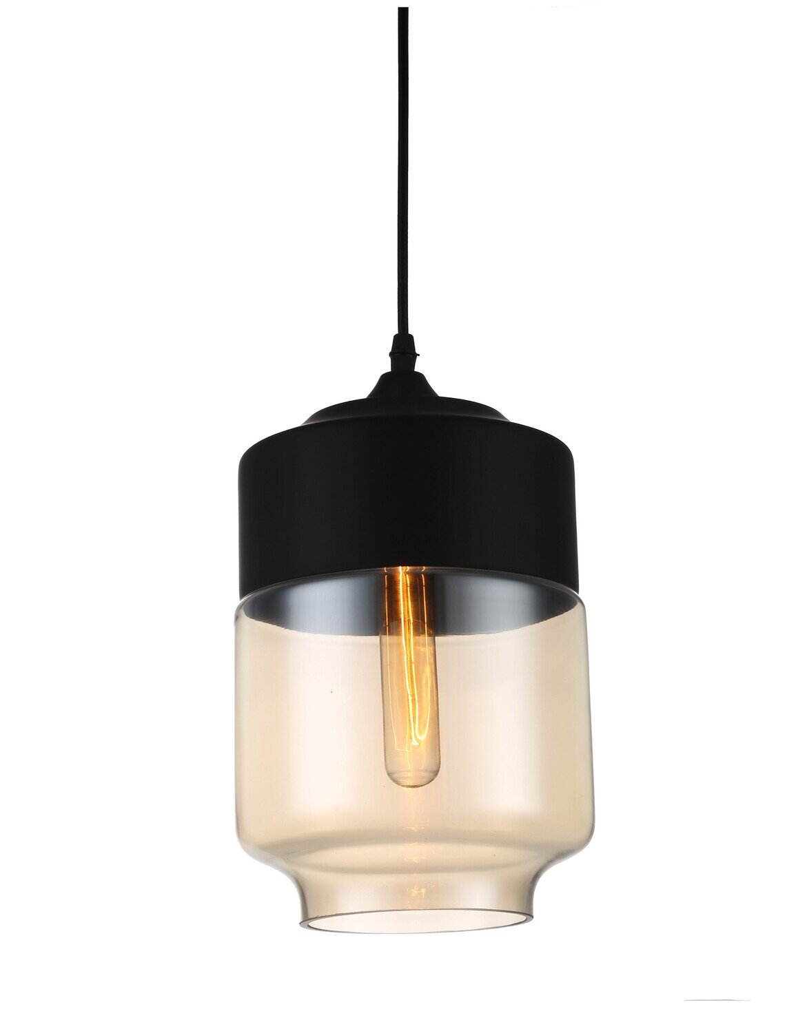 L�mpara LEIRE 3, colgante, cristal negro -cognac