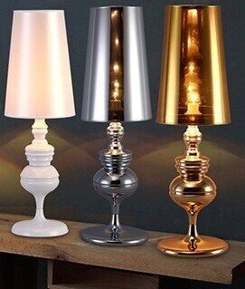 L�mpara LOUVRE PETIT, sobremesa, cromada, pantalla plata