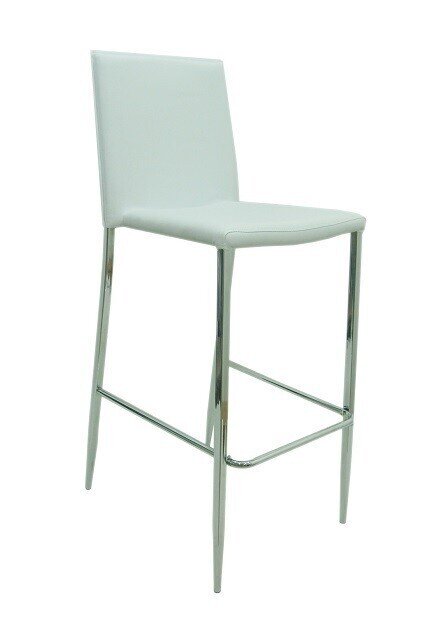 Taburete HOTEL, cromado, similpiel hard blanca