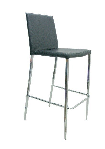 Taburete HOTEL, cromado, similpiel hard negra