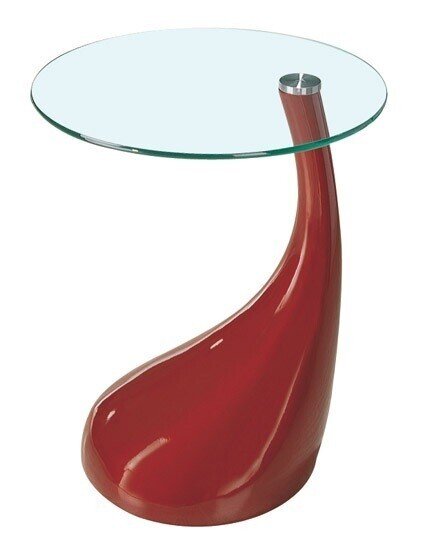 Mesa PEAR NEW, baja, roja, cristal, 50 cms de di�metro