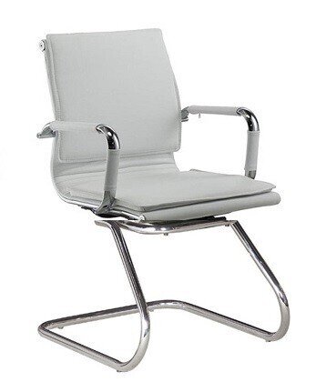 Sill�n de oficina AMSTERDAM, fijo de pat�n, cromado, similpiel blanca