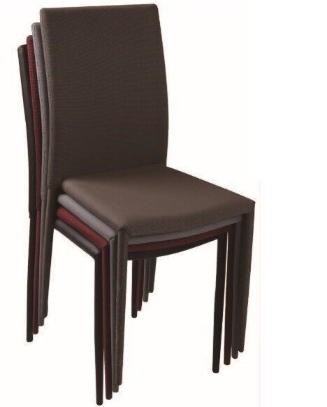 Silla ANNA, apilable, similpiel MARR�N chocolate