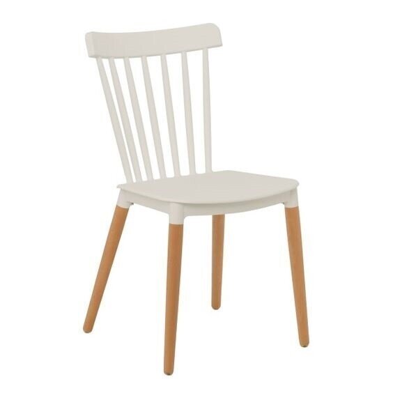 Silla DANESA, madera, polipropileno blanco