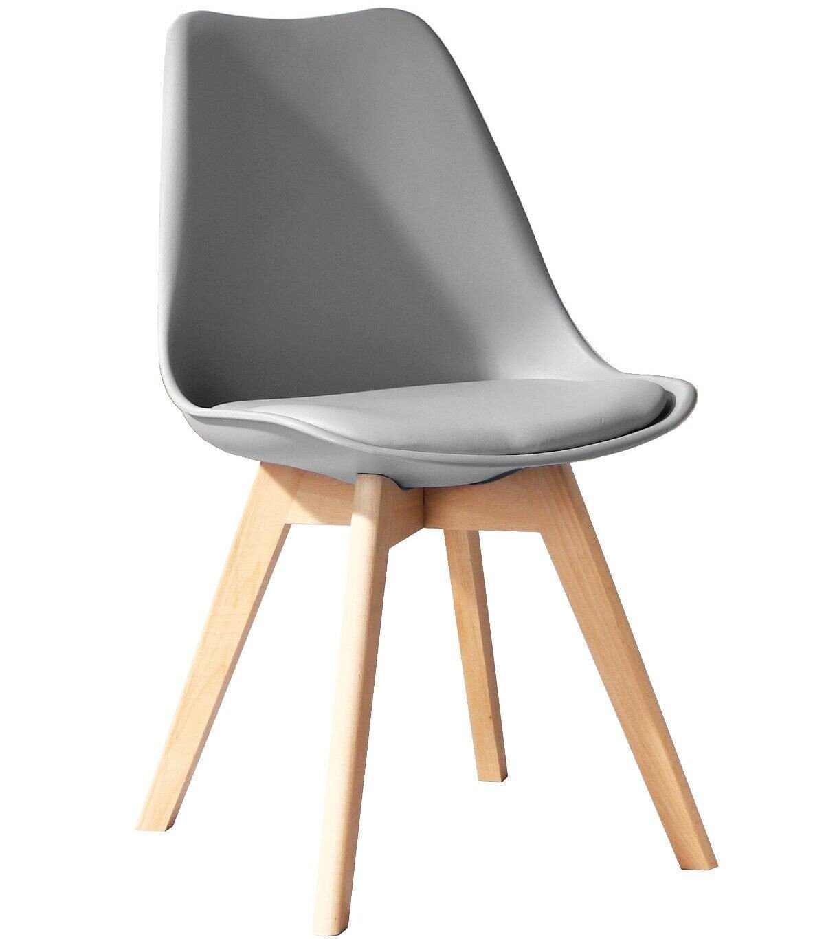 Silla TORRE 4P (HT), madera, polipropileno y coj�n gris claro Silla TORRE 4P (HT), madera, polipropileno y coj�n gris claro