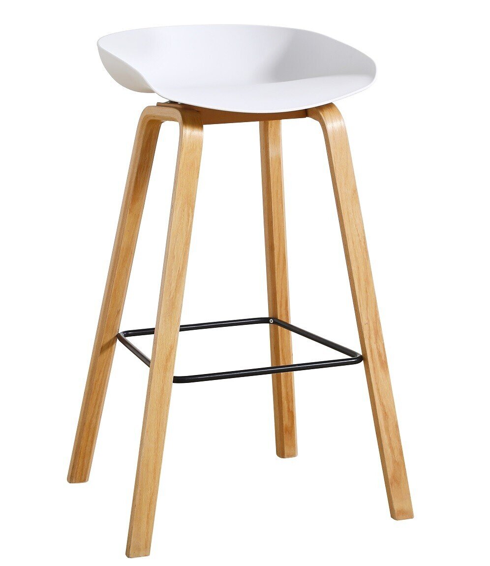 Taburete AWAK (HT), madera, asiento blanco