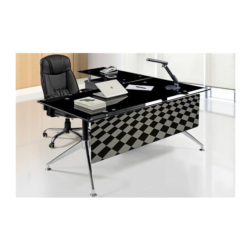 Mesa de oficina GORT, mueble a izquierda, cristal, 180x85 cms