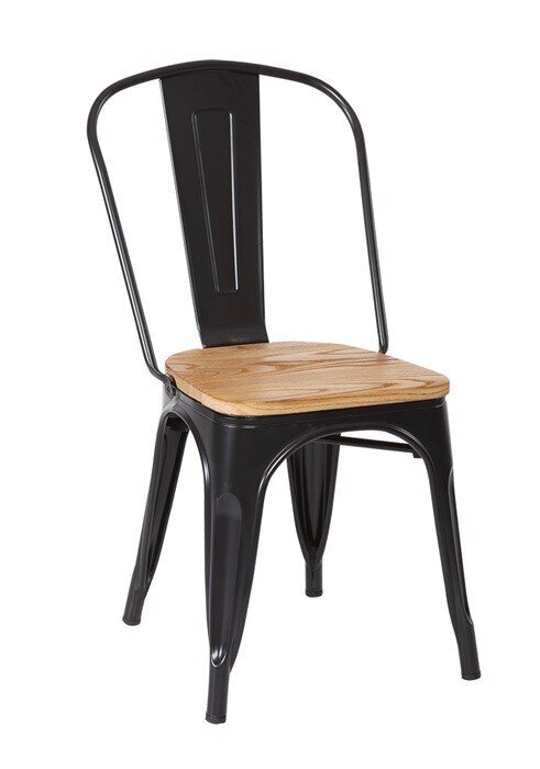 Silla TOL, acero, madera, negra