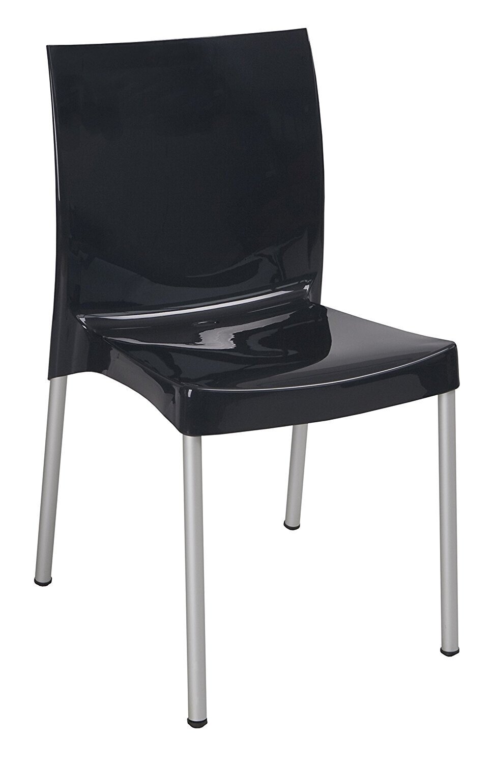 Silla NICO, aluminio, polipropileno negro brillo