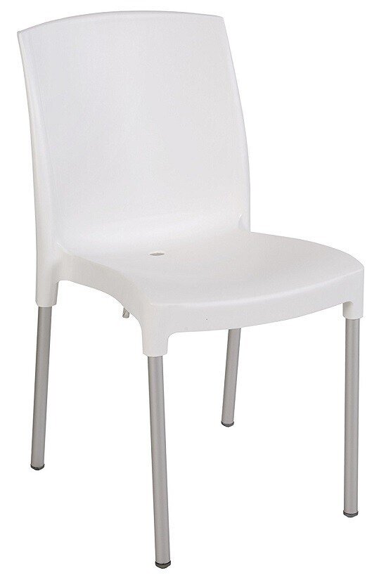 Silla JEN, aluminio, polipropileno blanco