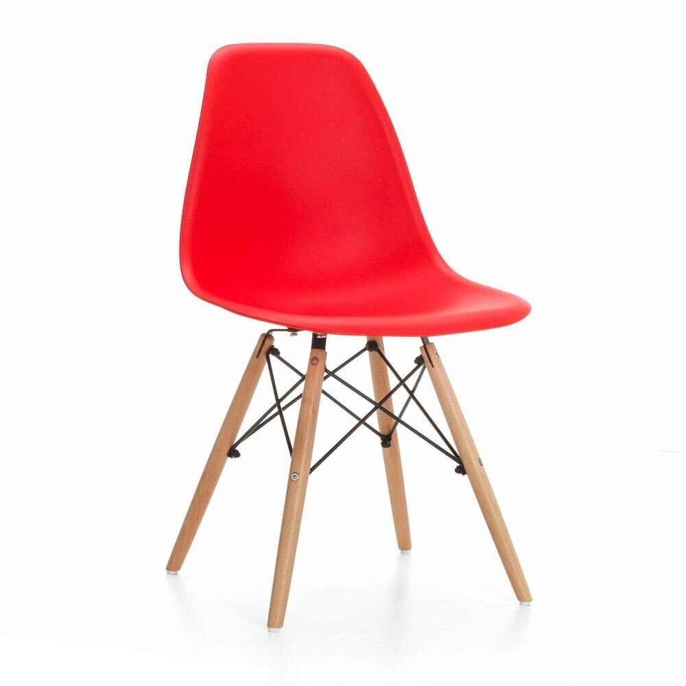 Silla TOWER PP, madera, polipropileno rojo
