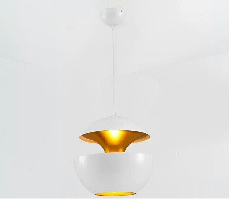 L�mpara URSULA, colgante, metal, blanco-dorado