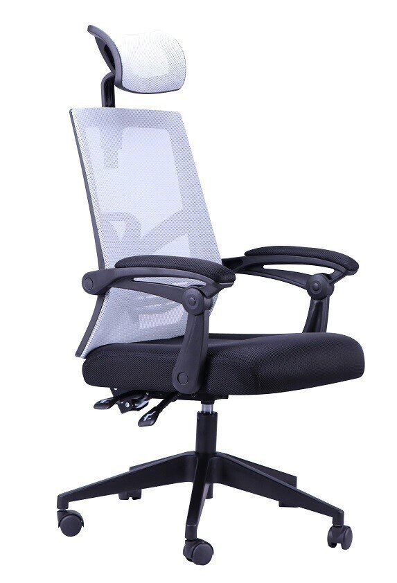 Sill�n de oficina RINGO, gas, sincro, malla gris, tejido negro