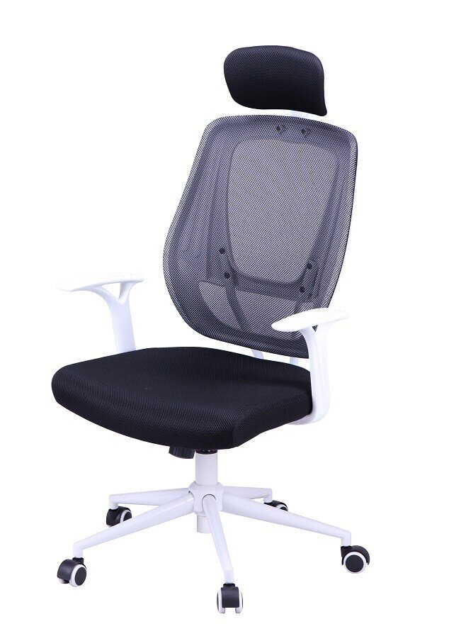 Sill�n de oficina ULRIK, blanco, gas, basculante, malla y tejido negro