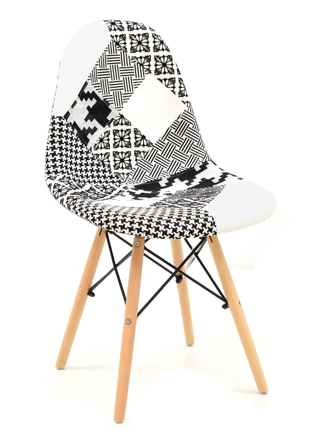 Silla TOWER , madera, tejido patchwork combi bgn