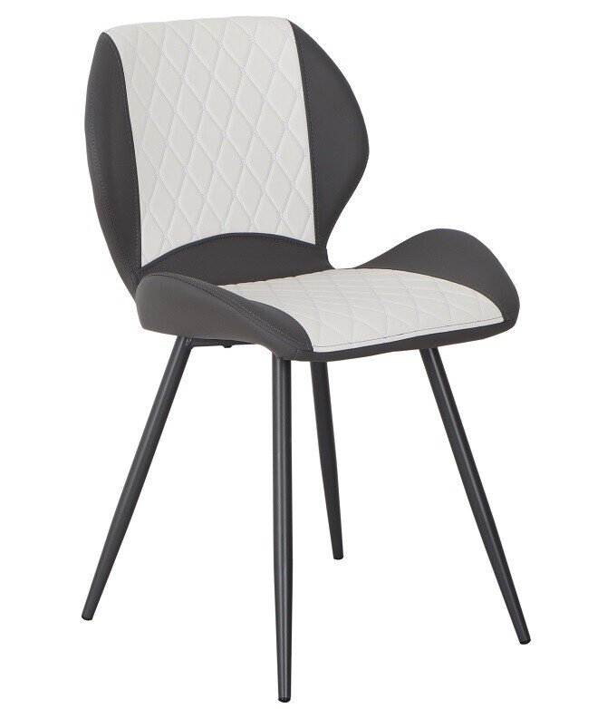 Silla VERONICA, metal, similpiel gris y blanco