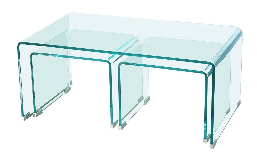 Mesa TRIP, - nido - tres mesas, cristal curvado Mesa TRIP, - nido - tres mesas, cristal curvado