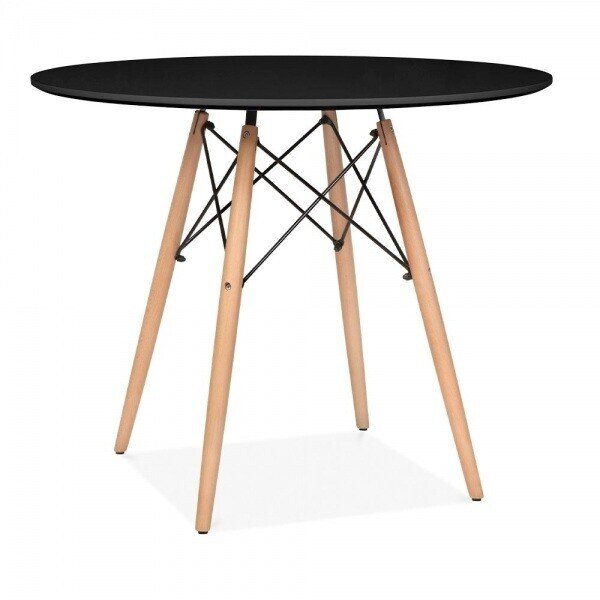 Mesa TOWER, base madera, tapa negra, 100 cms de di�metro